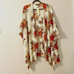 Jondie Red Floral Printed Kimono Size L
